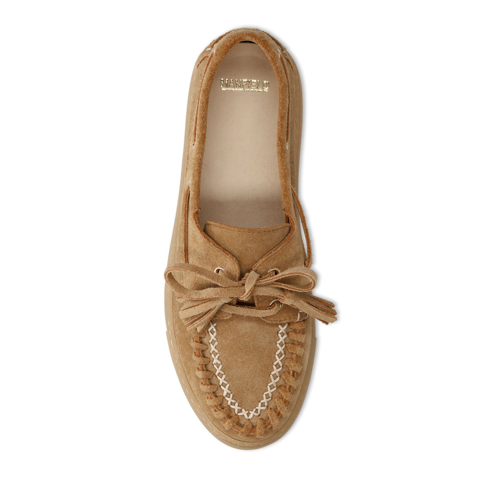 Cognacfarbene Bootsschuhe aus Veloursleder