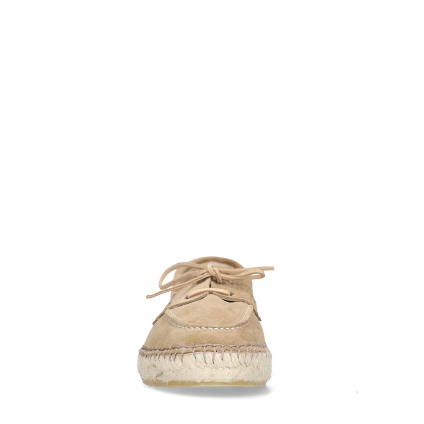 Taupefarbene Veloursleder-Schnürschuhe