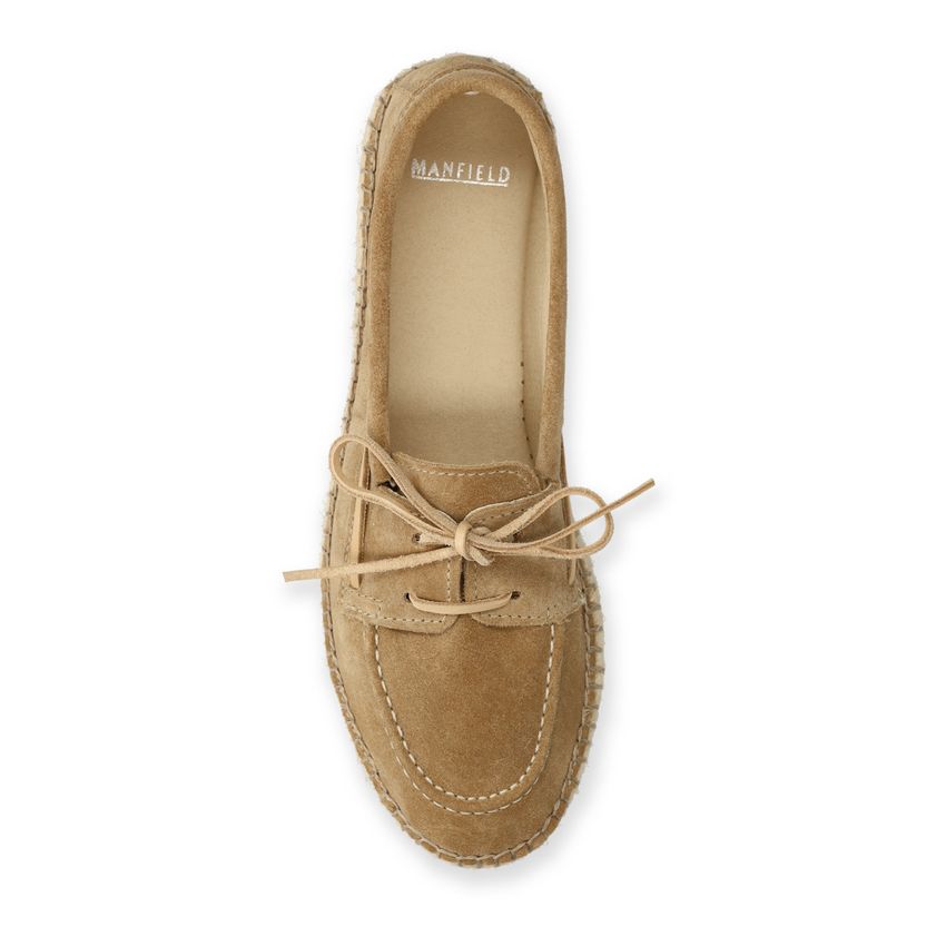 Taupefarbene Veloursleder-Schnürschuhe