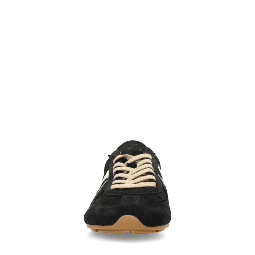 Zwarte suède sneakers met cow print detail