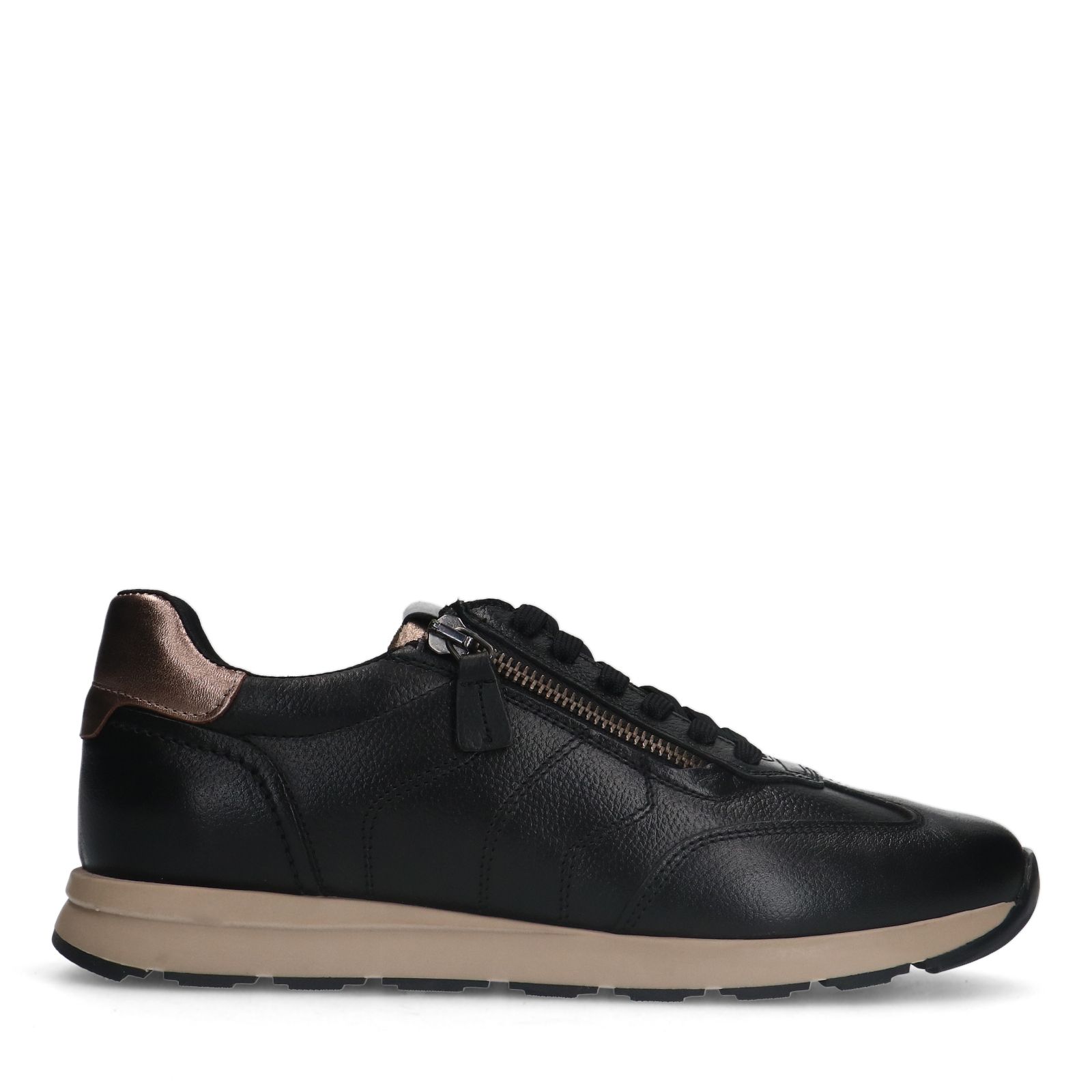Schwarze Ledersneaker mit Reißverschluss