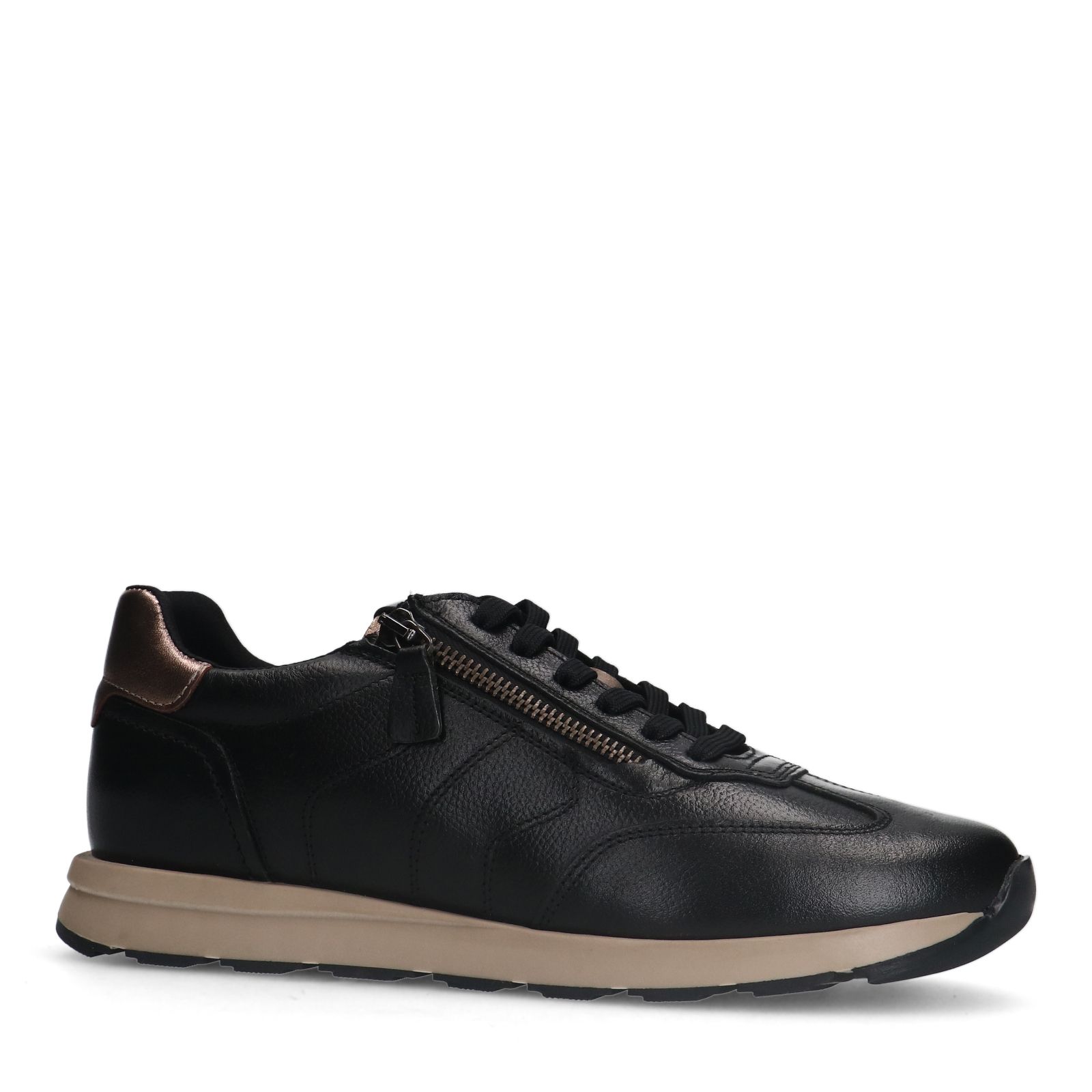 Schwarze Ledersneaker mit Reißverschluss