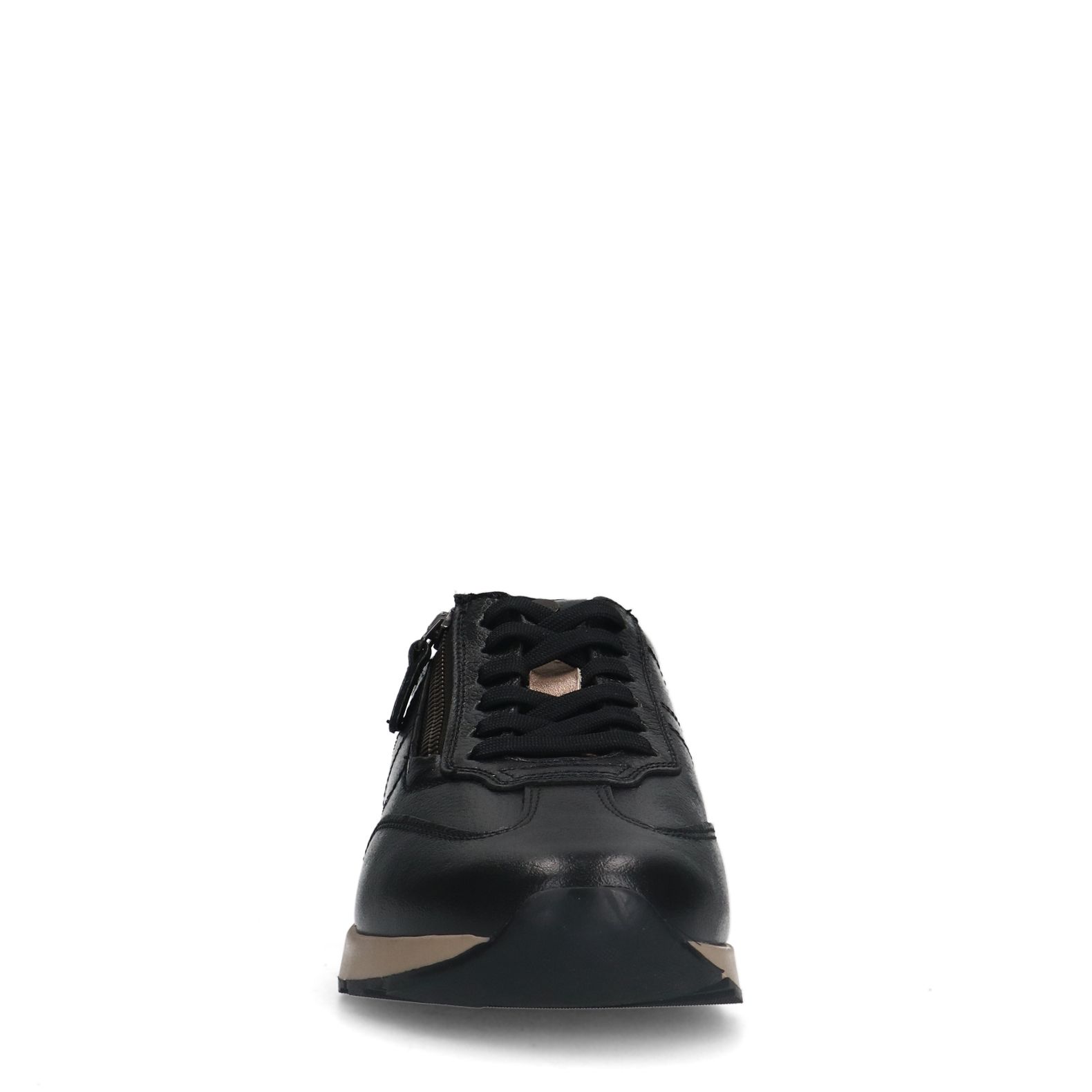 Schwarze Ledersneaker mit Reißverschluss