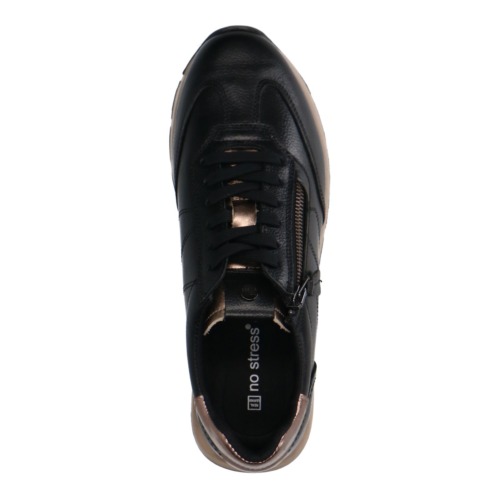 Schwarze Ledersneaker mit Reißverschluss
