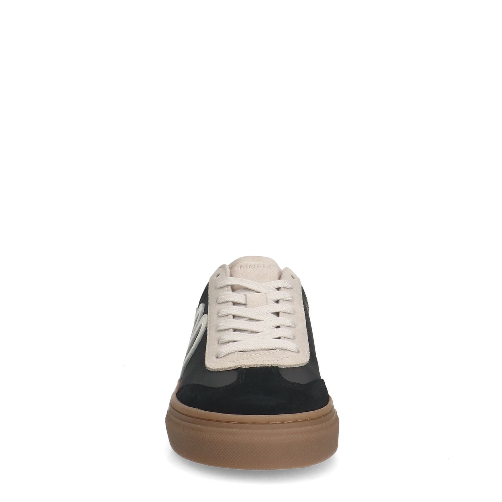 Zwarte leren sneakers met suède details