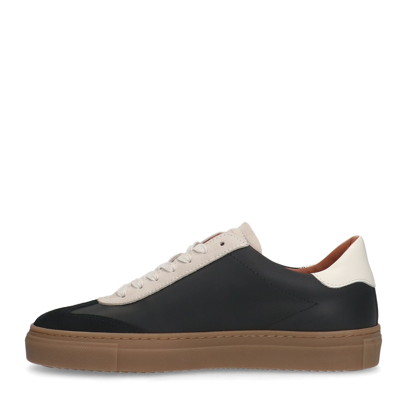 Zwarte leren sneakers met suède details