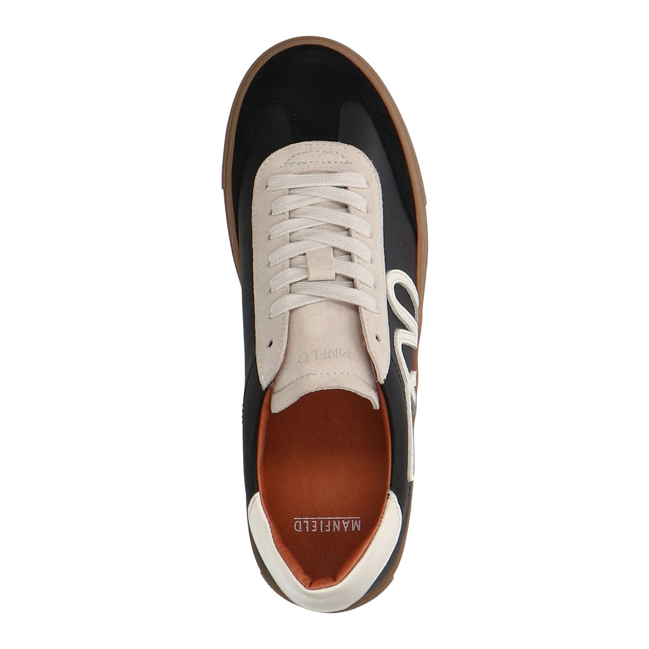 Zwarte leren sneakers met suède details
