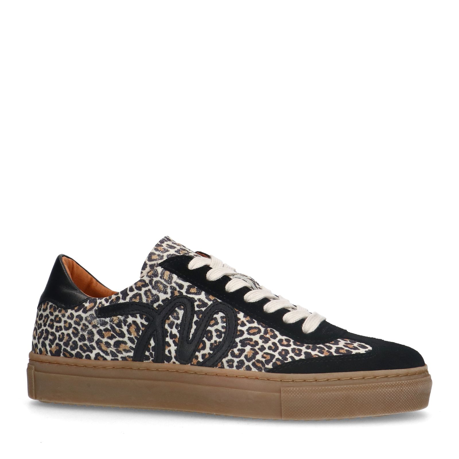 Zwarte suède leopard sneakers