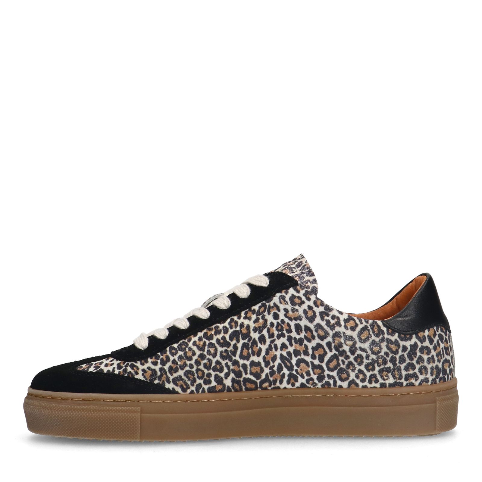 Zwarte suède leopard sneakers