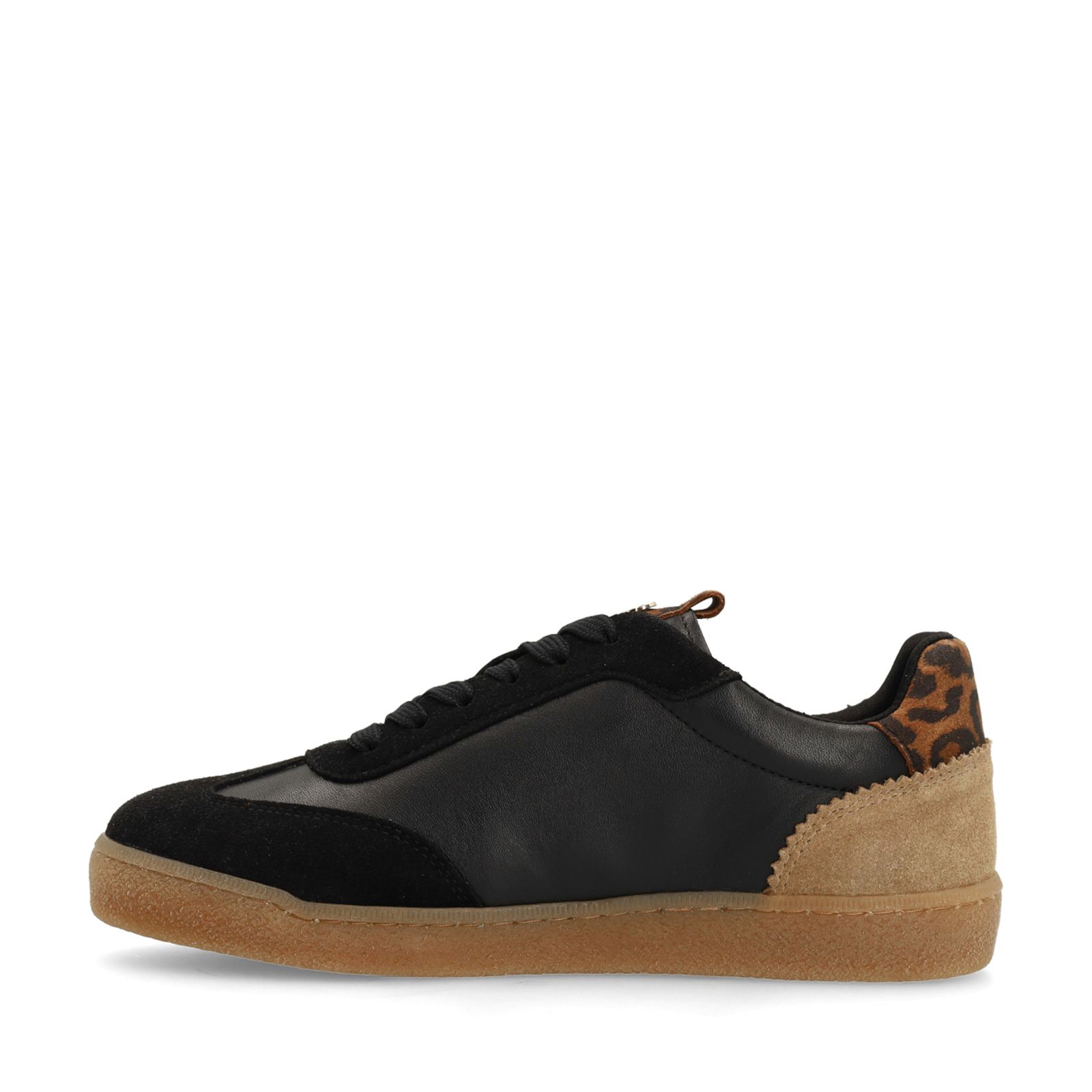 Schwarze Ledersneaker mit Leo-Details
