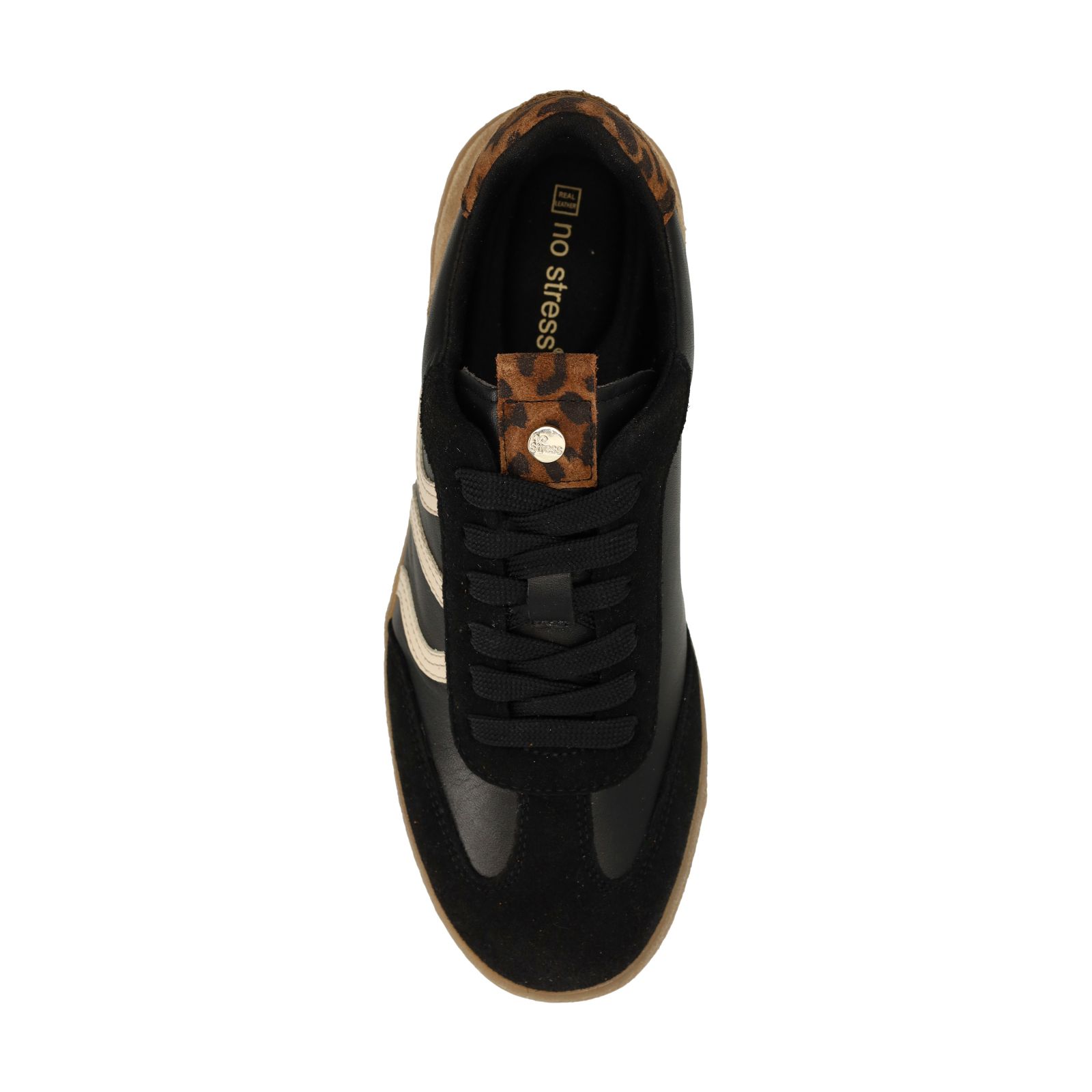 Zwarte leren sneakers met leopard details
