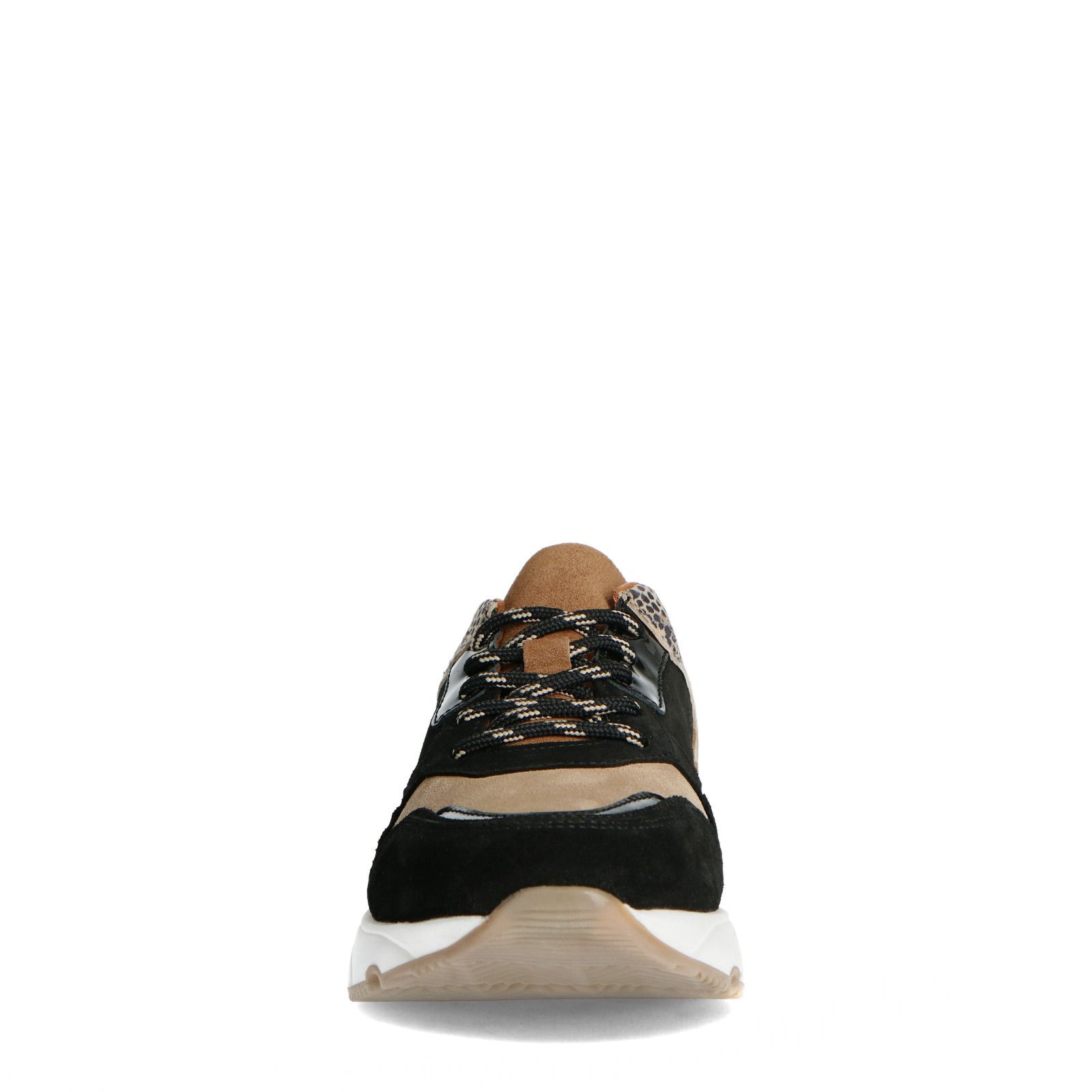 Zwarte lage sneakers met cheetahprint