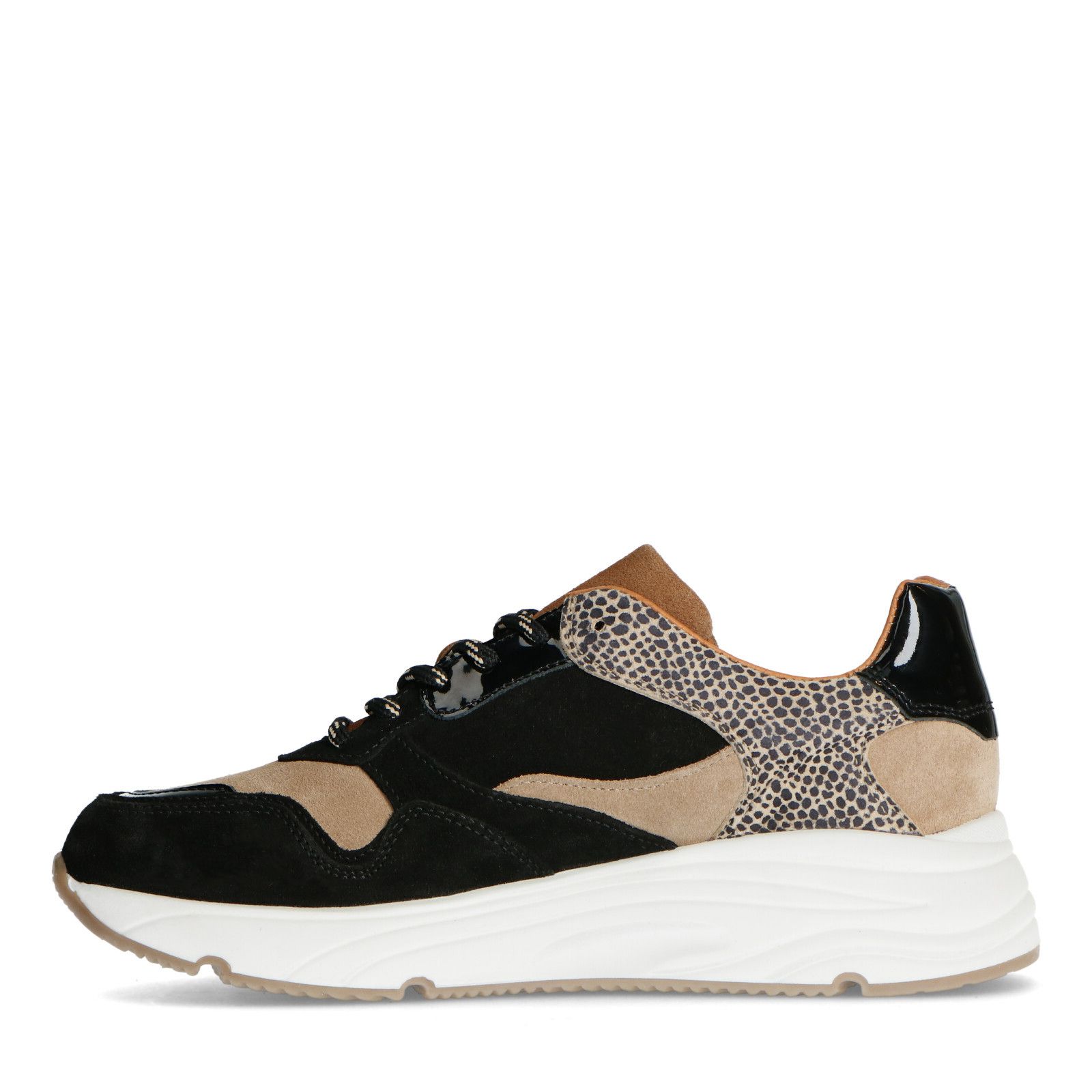 Zwarte lage sneakers met cheetahprint