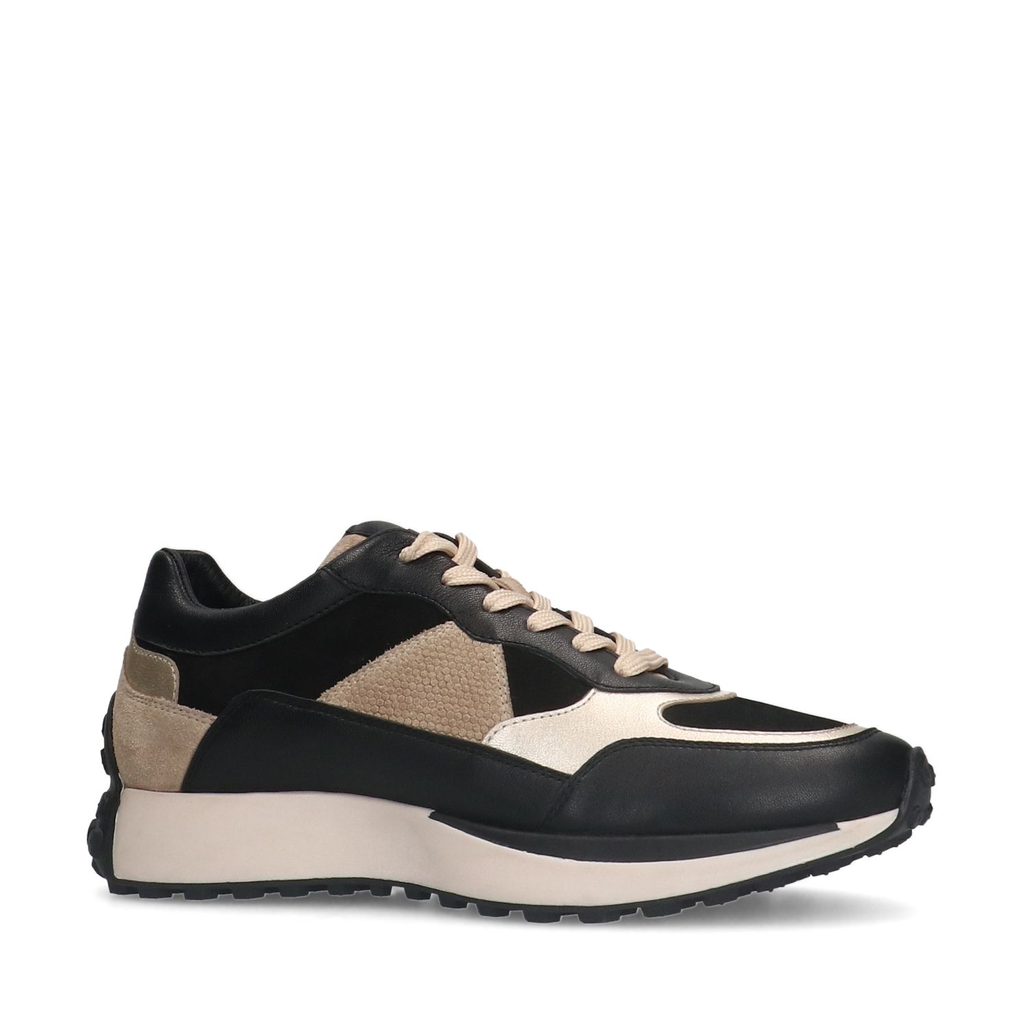 Schwarze Ledersneaker mit Details