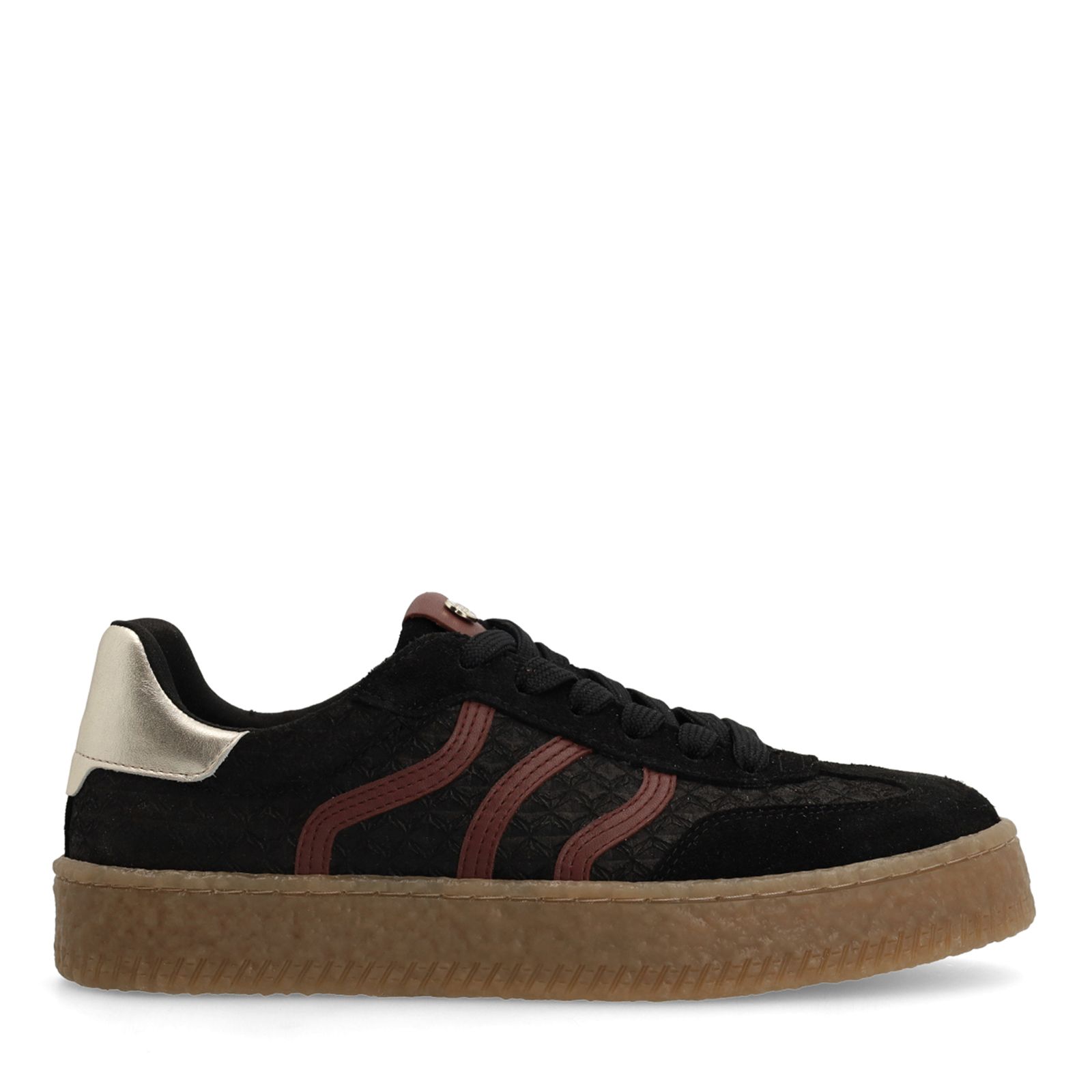 Zwarte sneakers met burgundy details