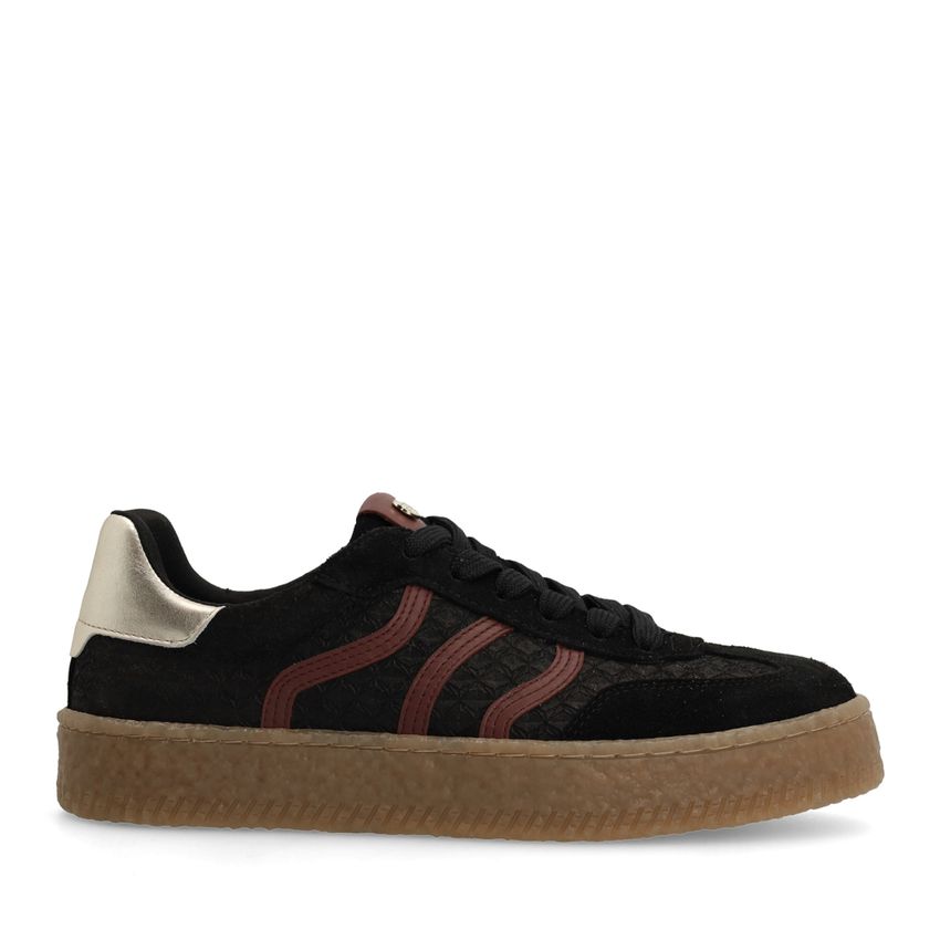 Zwarte sneakers met burgundy details