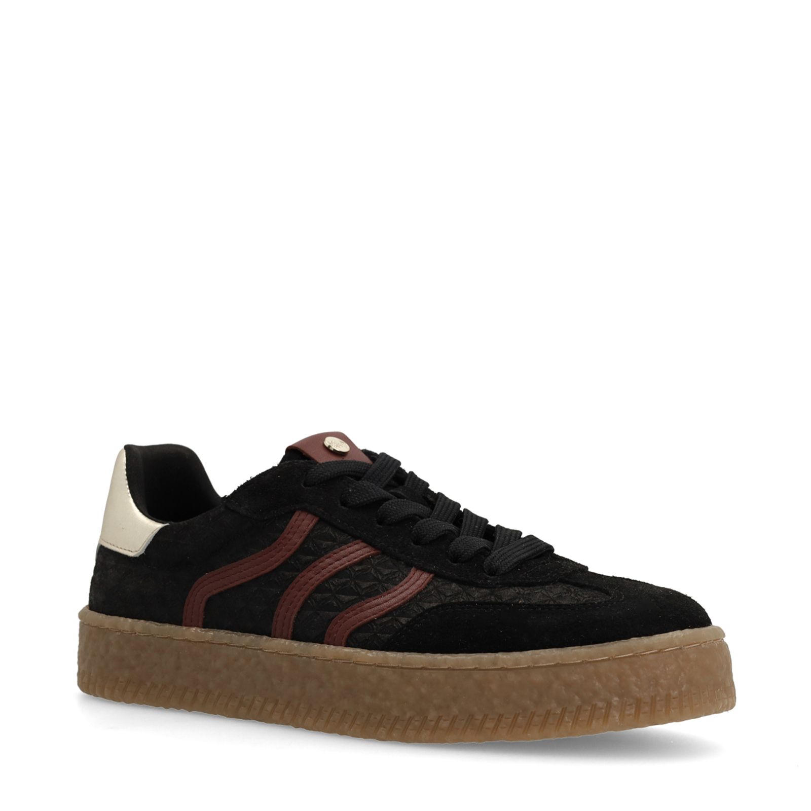 Zwarte sneakers met burgundy details