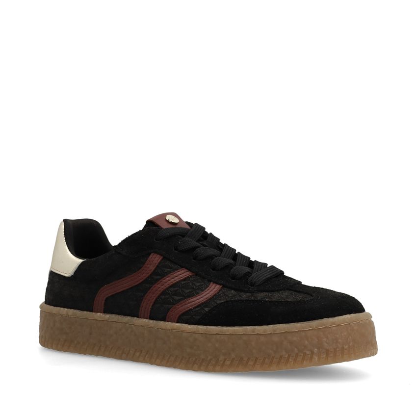 Zwarte sneakers met burgundy details