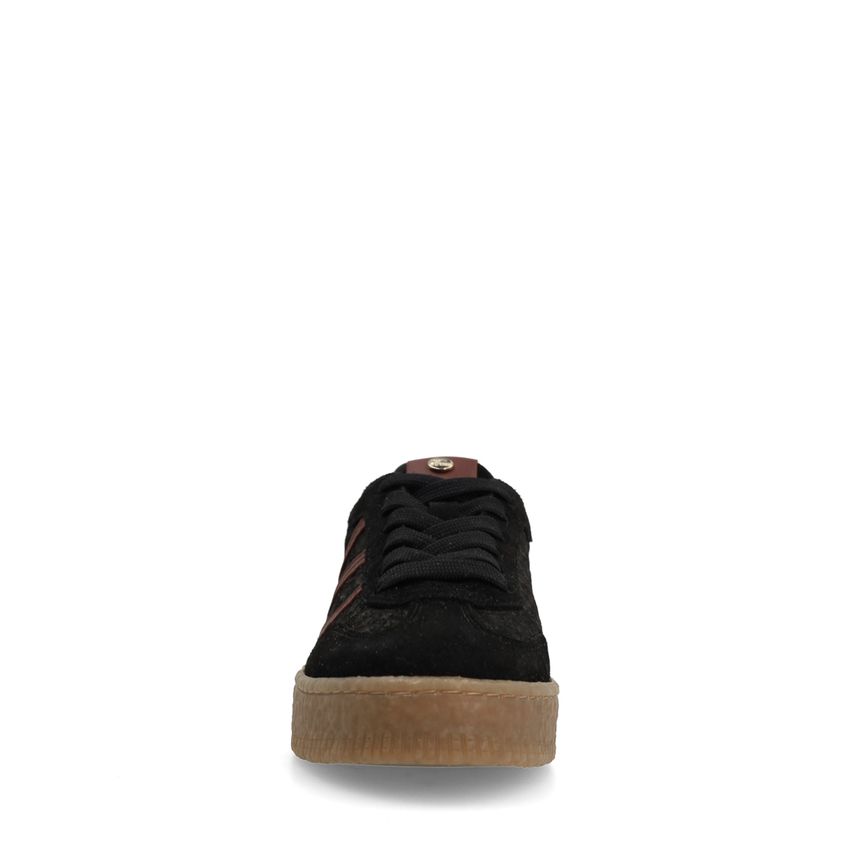Zwarte sneakers met burgundy details