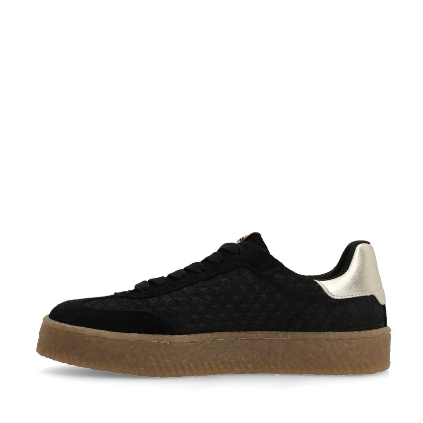 Schwarze Sneaker mit bordeauxroten Details