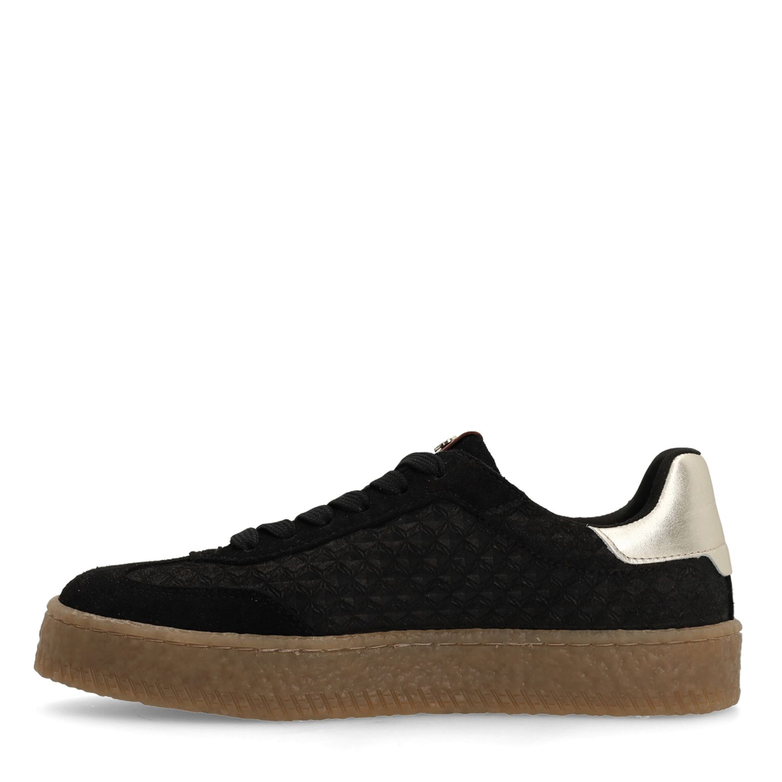 Zwarte sneakers met burgundy details