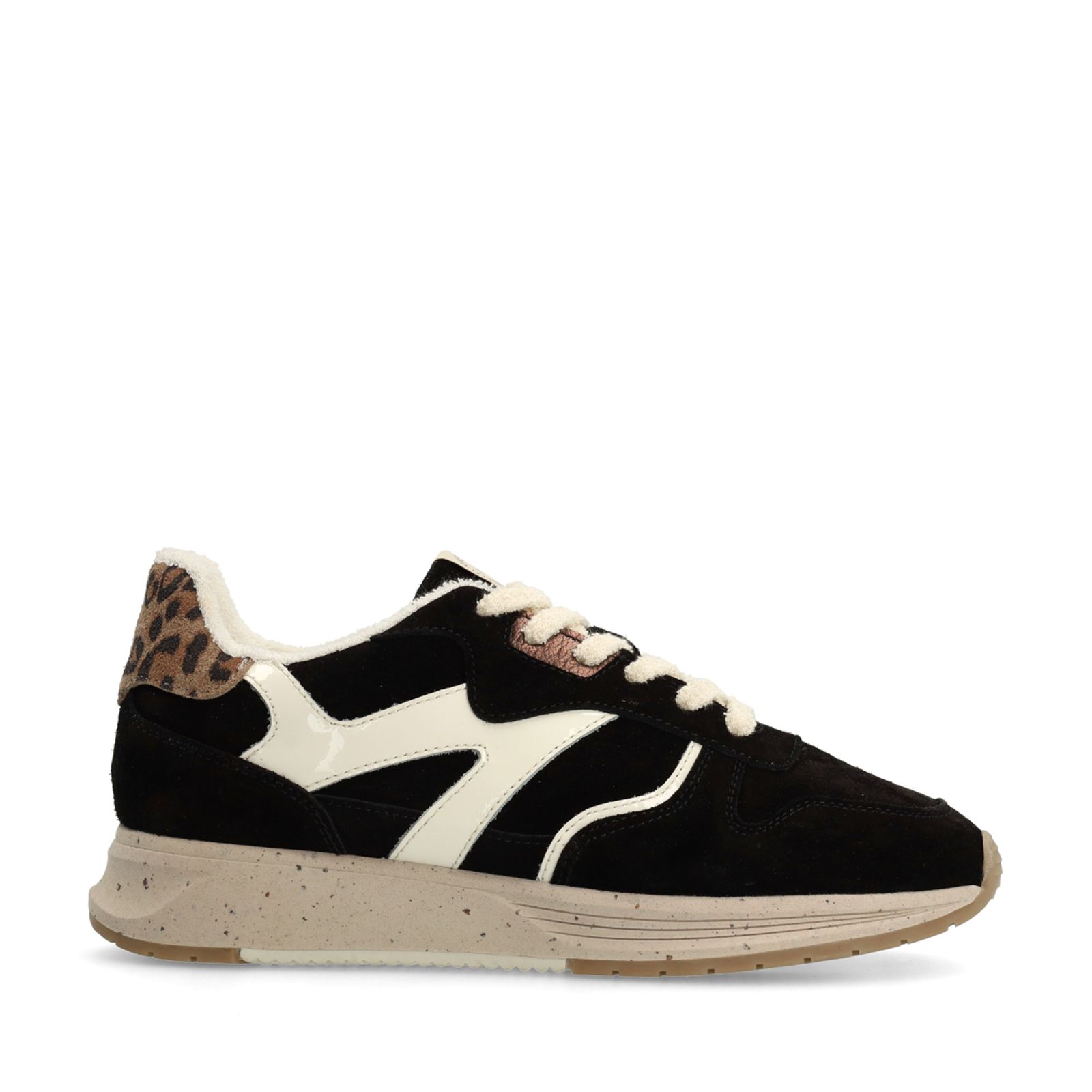 Schwarze Veloursleder-Sneaker mit Details
