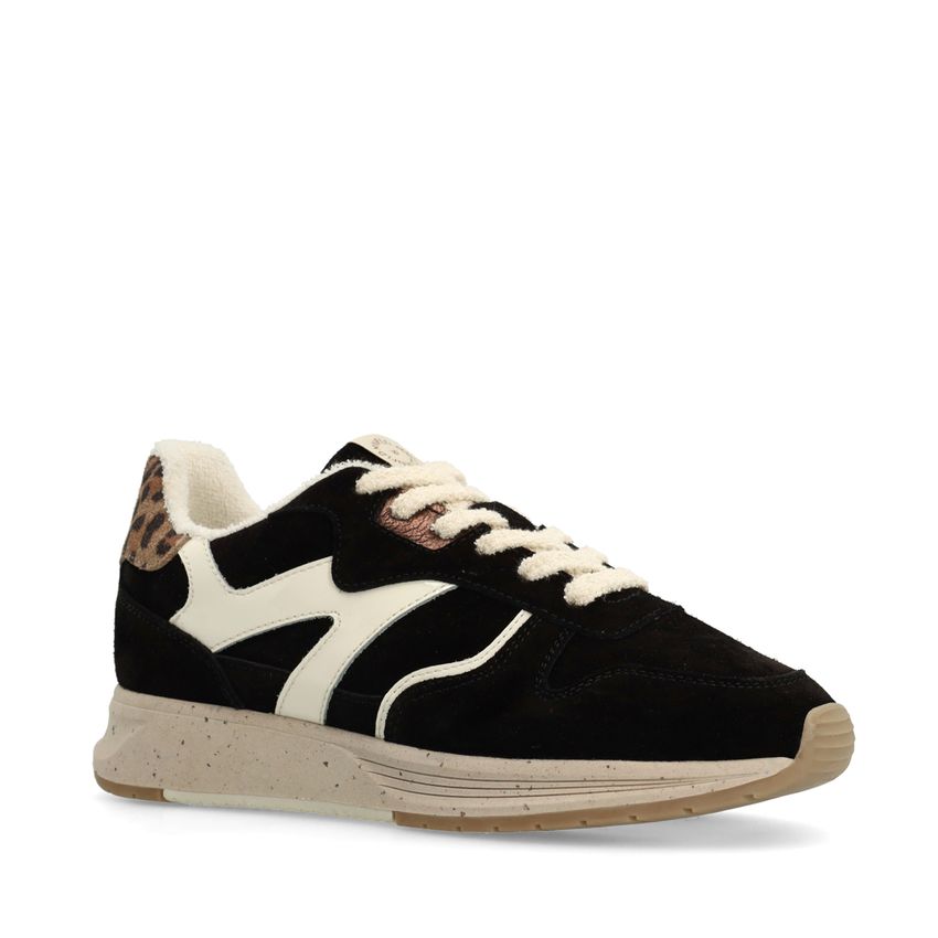 Zwarte suède sneakers met details