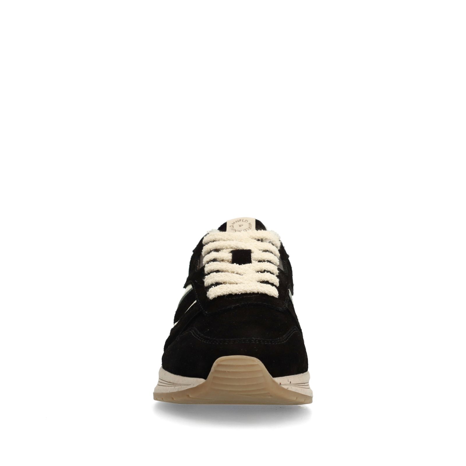 Schwarze Veloursleder-Sneaker mit Details