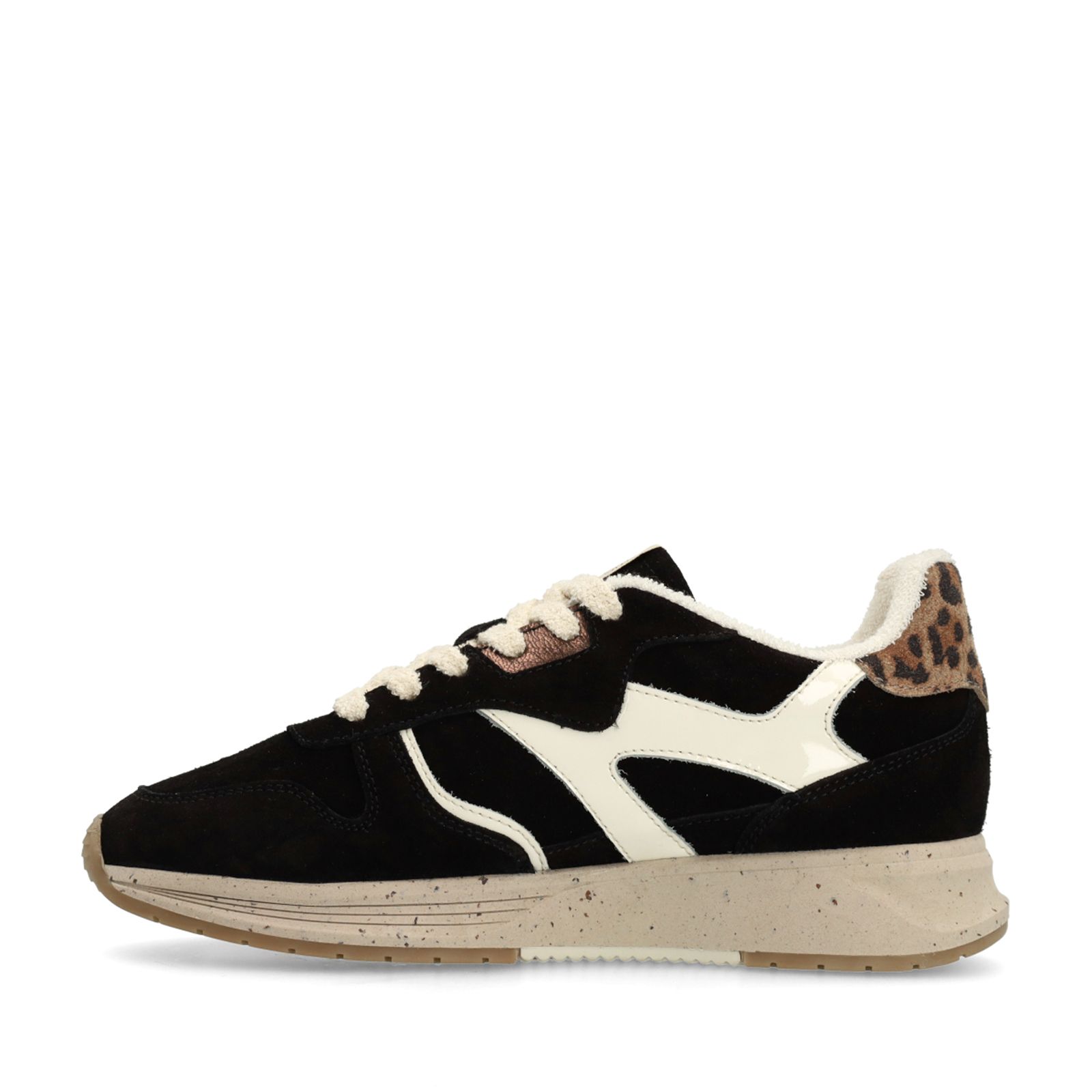 Schwarze Veloursleder-Sneaker mit Details