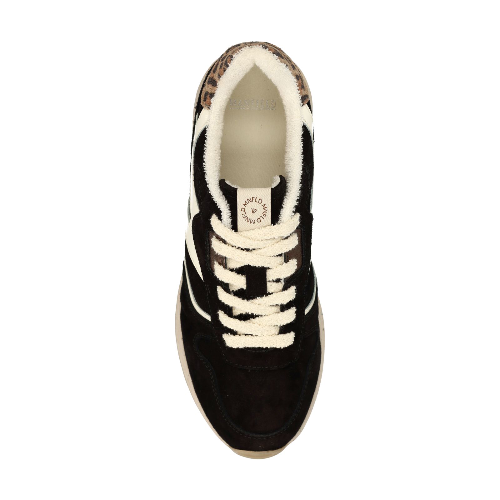 Schwarze Veloursleder-Sneaker mit Details