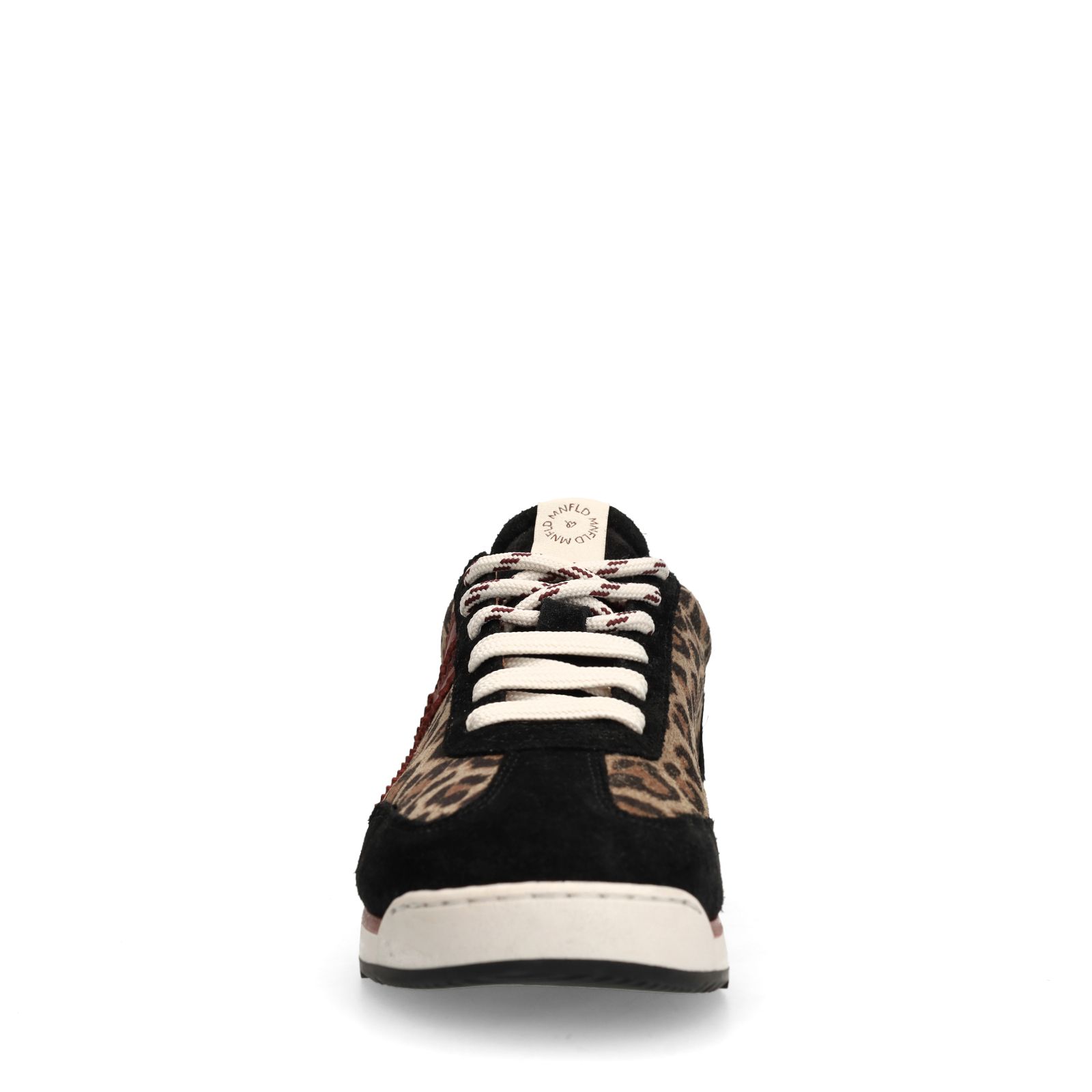 Zwarte suède sneakers met leopard details