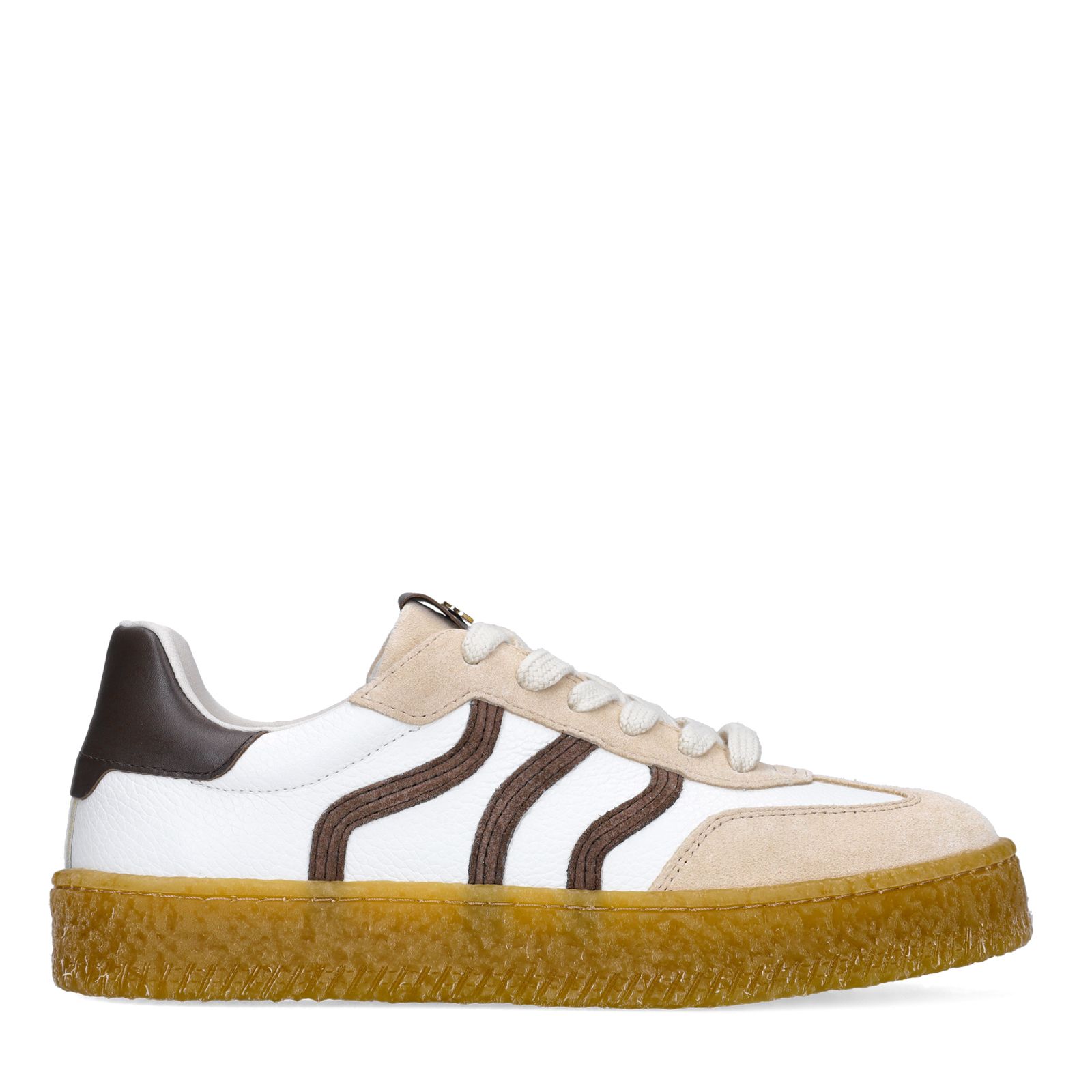 Weiße Ledersneaker mit Veloursleder-Details