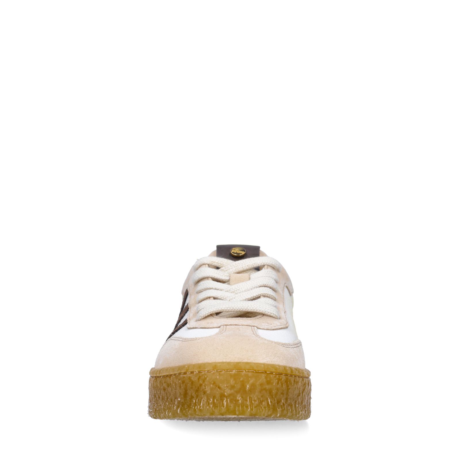 Weiße Ledersneaker mit Veloursleder-Details