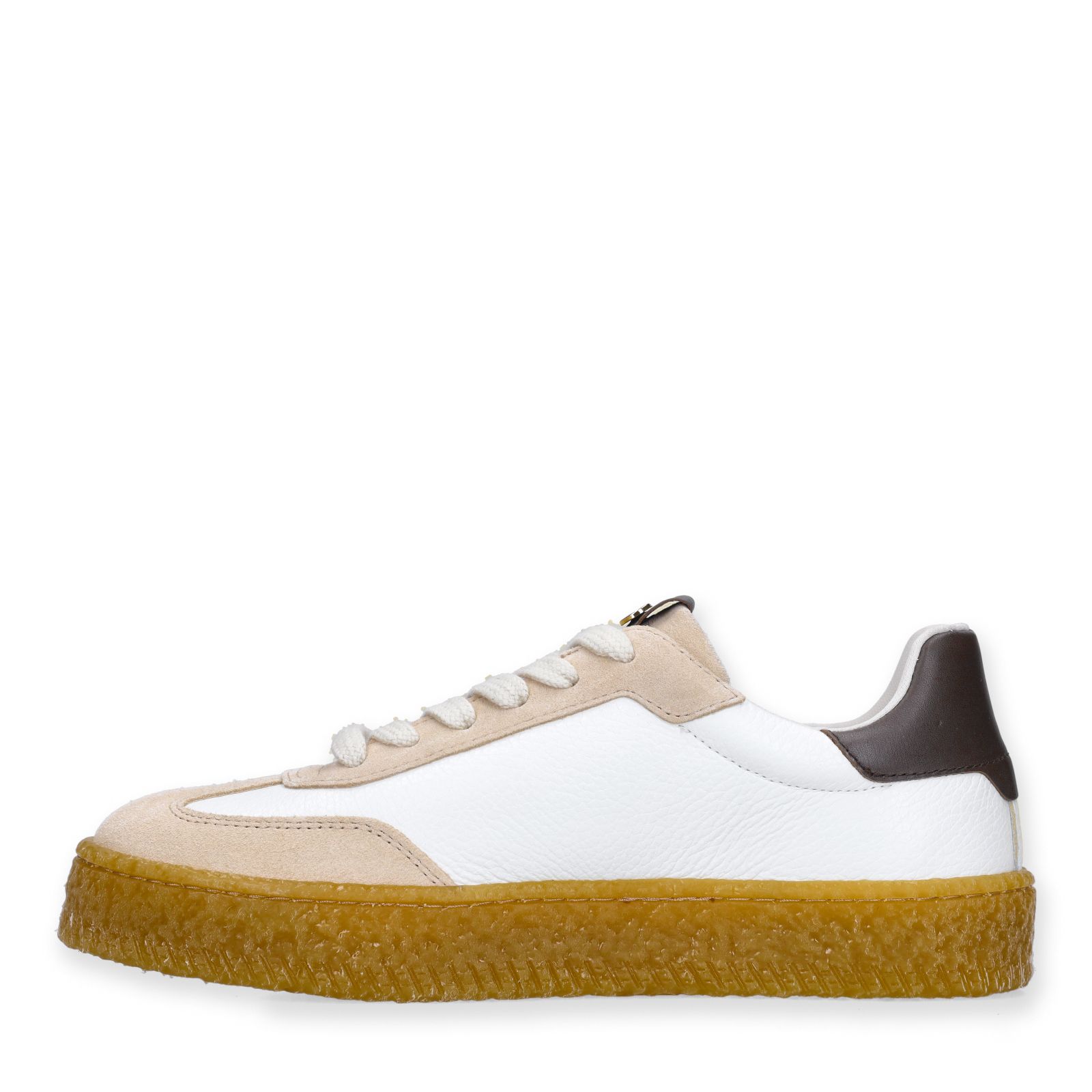 Witte leren sneakers met suède details