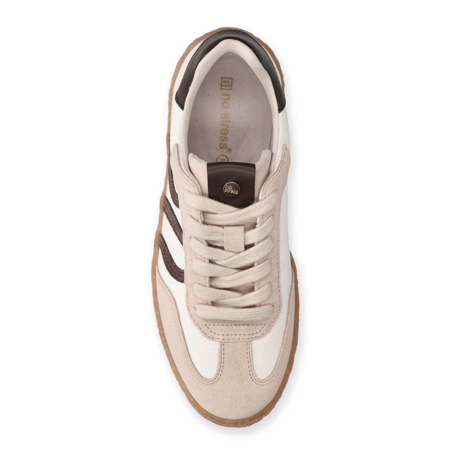 Weiße Ledersneaker mit Veloursleder-Details
