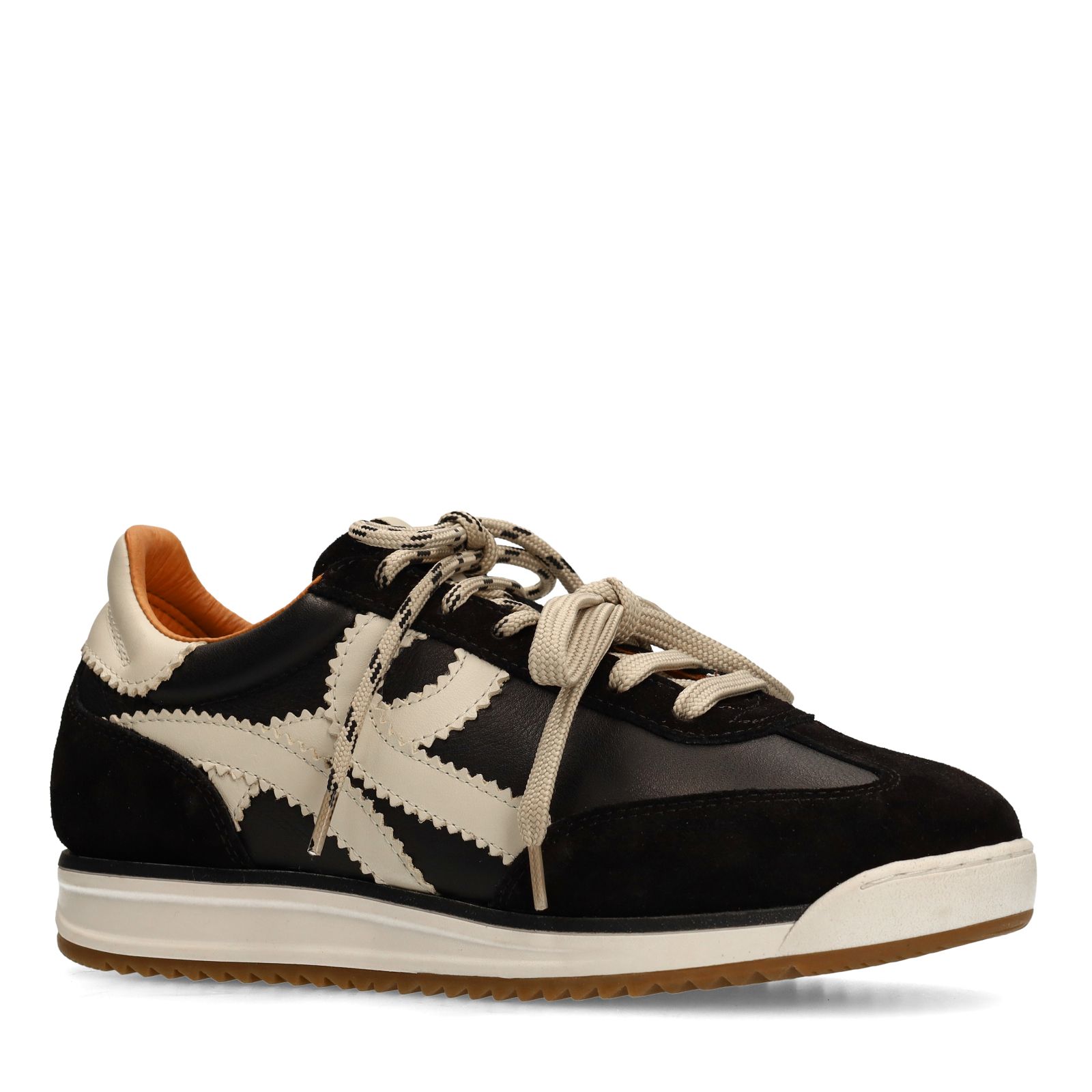Zwarte leren sneakers met off white details