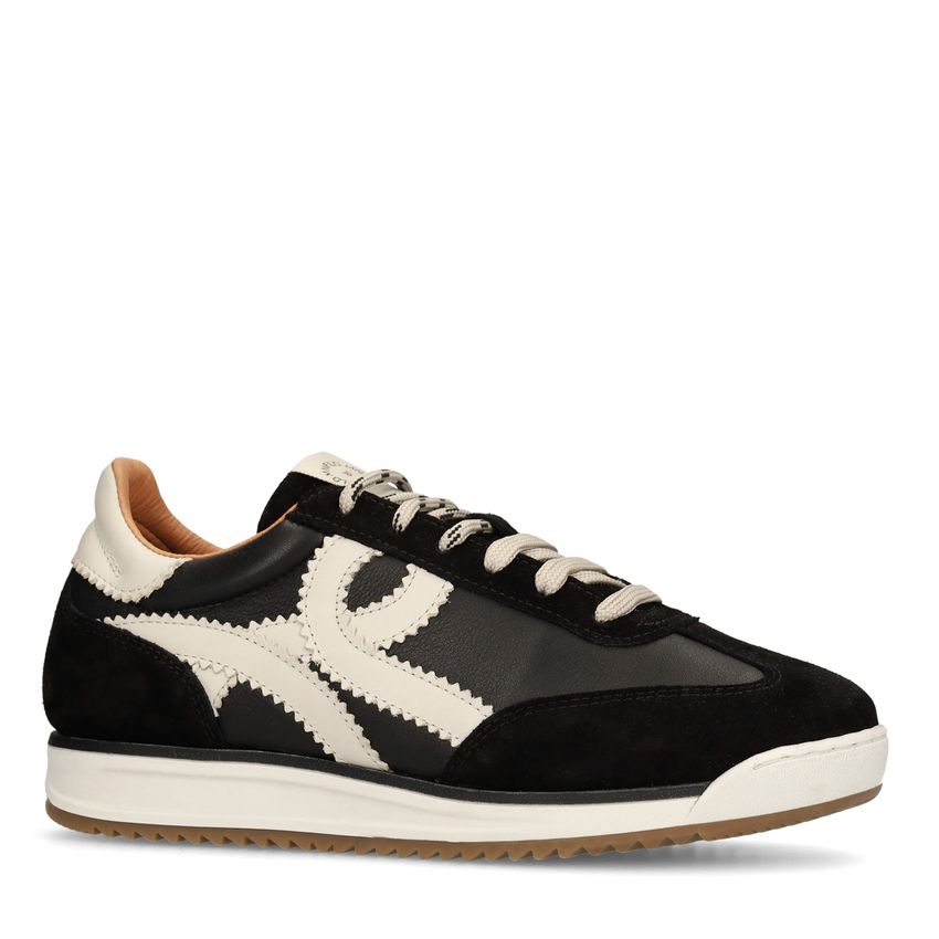 Zwarte leren sneakers met off white details