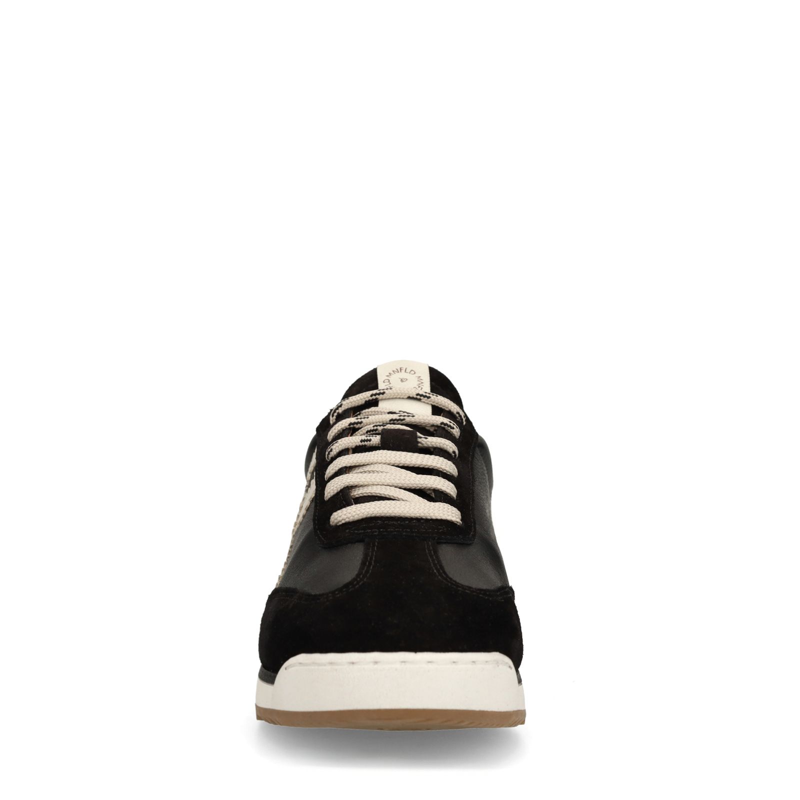 Schwarze Ledersneaker mit offwhite Details