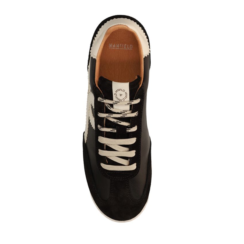 Zwarte leren sneakers met off white details