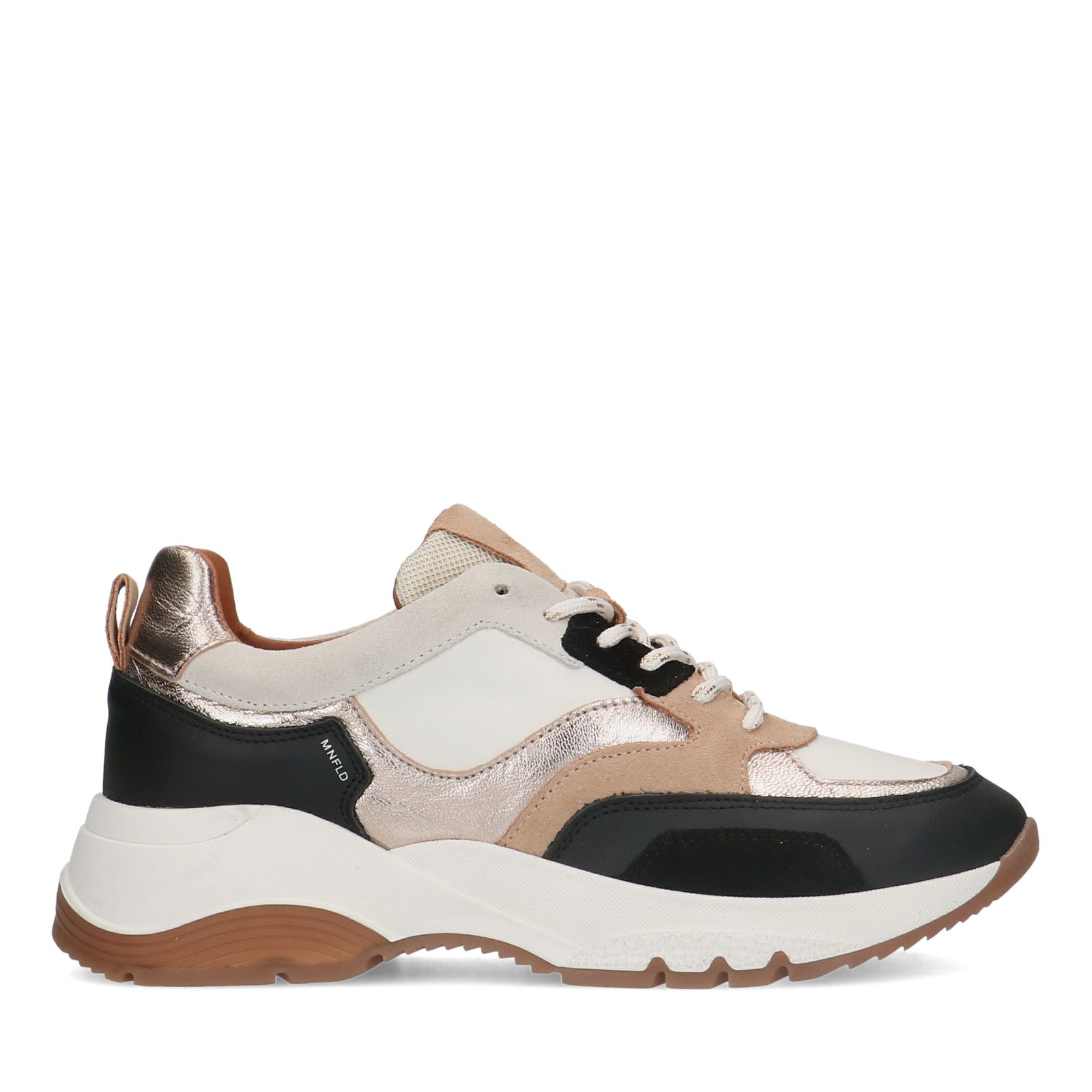 Zwarte leren sneakers met suède details