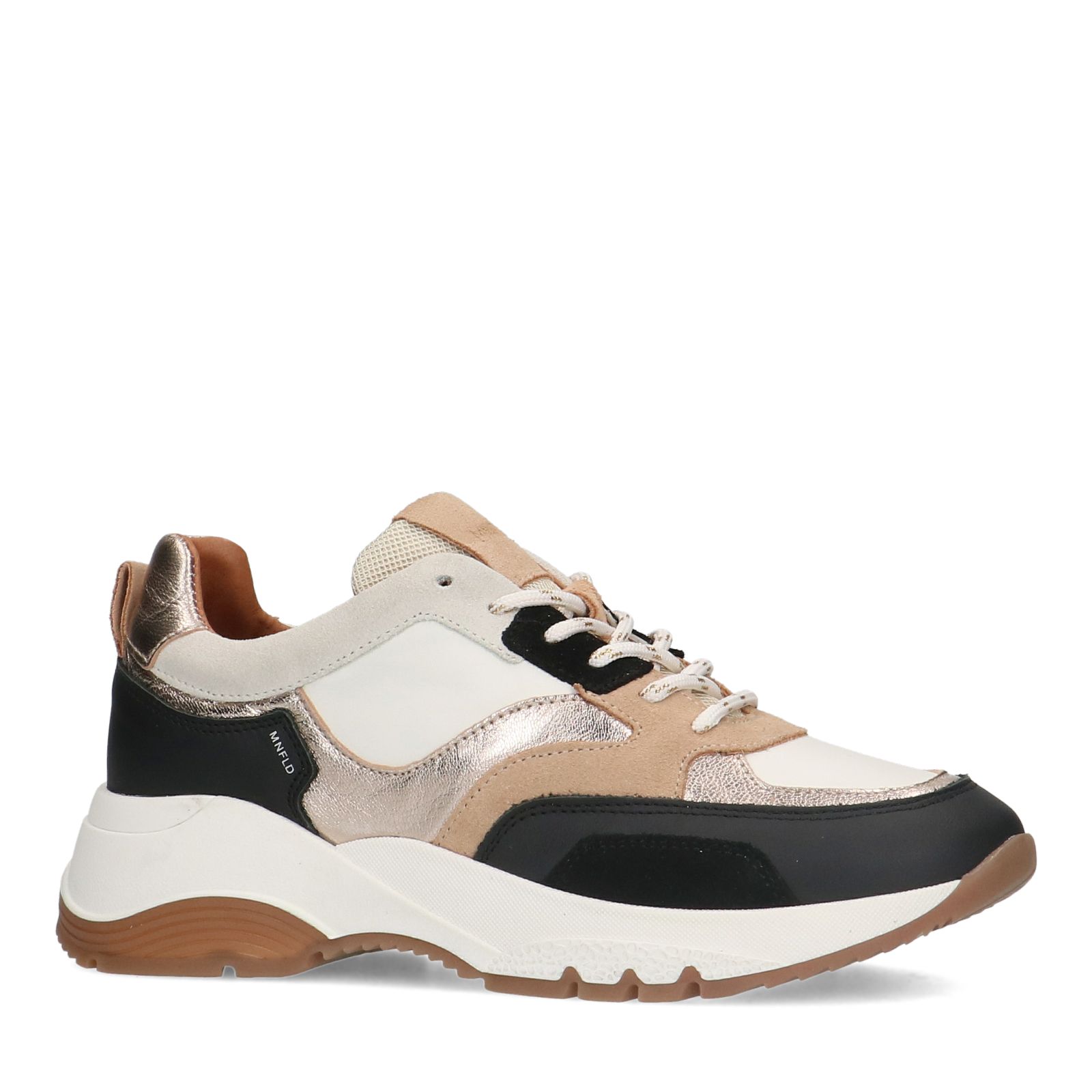 Zwarte leren sneakers met suède details