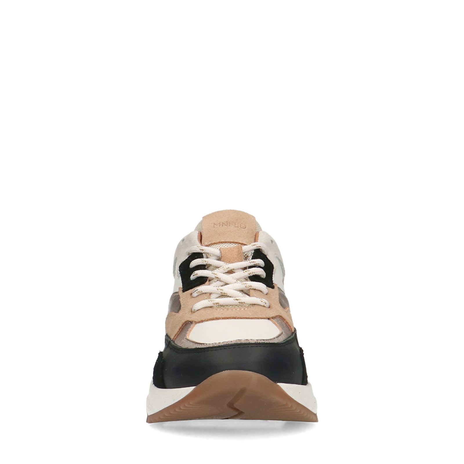 Zwarte leren sneakers met suède details