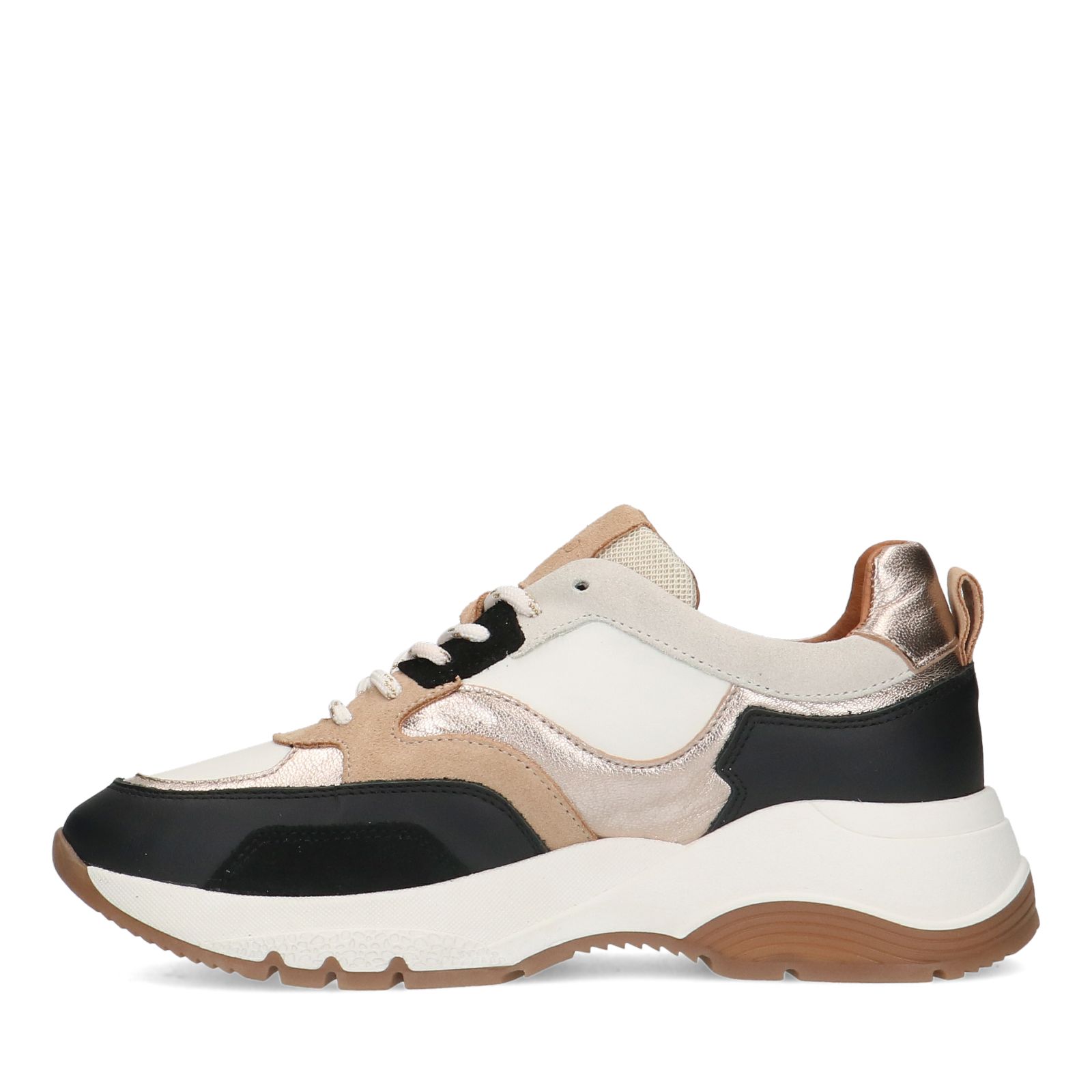 Zwarte leren sneakers met suède details
