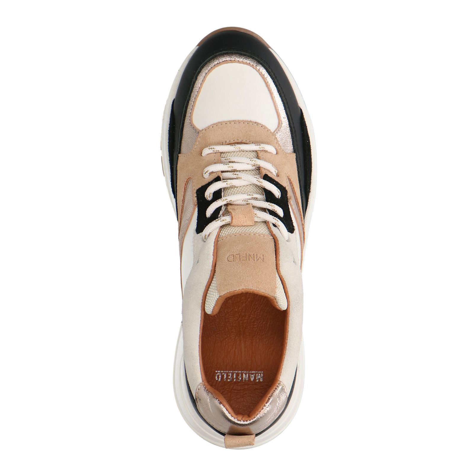 Zwarte leren sneakers met suède details