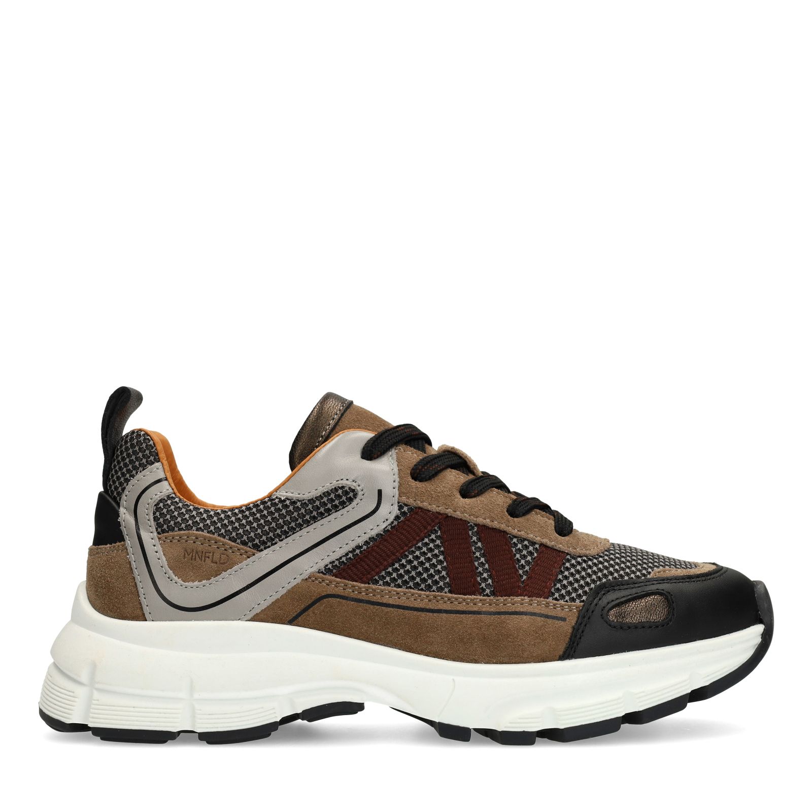 Zwarte leren sneakers met suède details