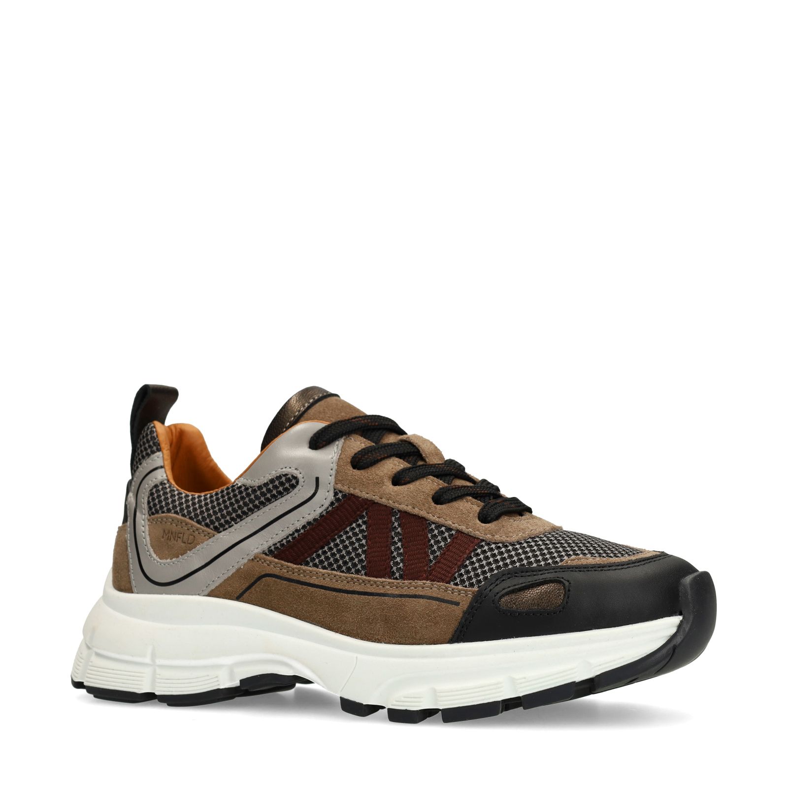 Zwarte leren sneakers met suède details