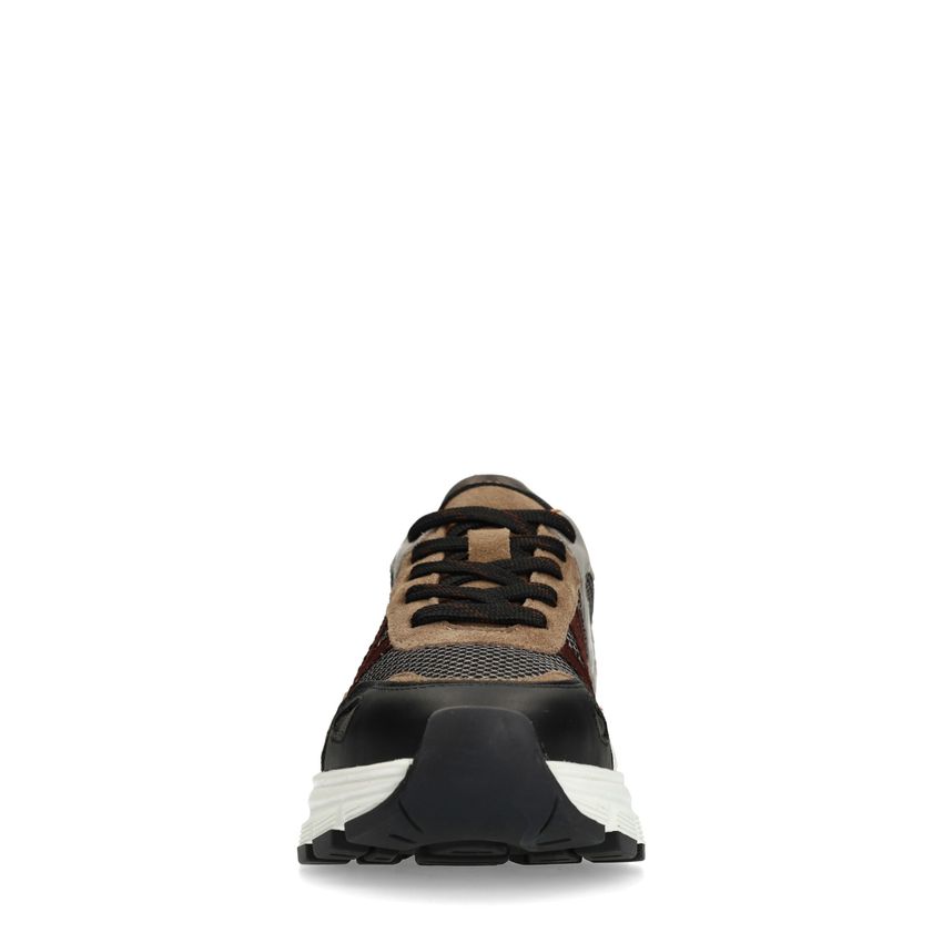 Zwarte leren sneakers met suède details
