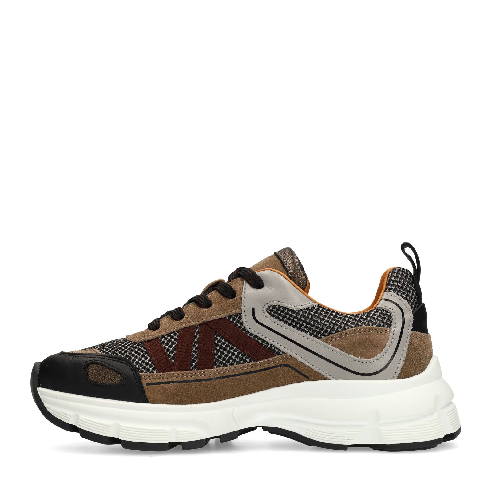 Zwarte leren sneakers met suède details