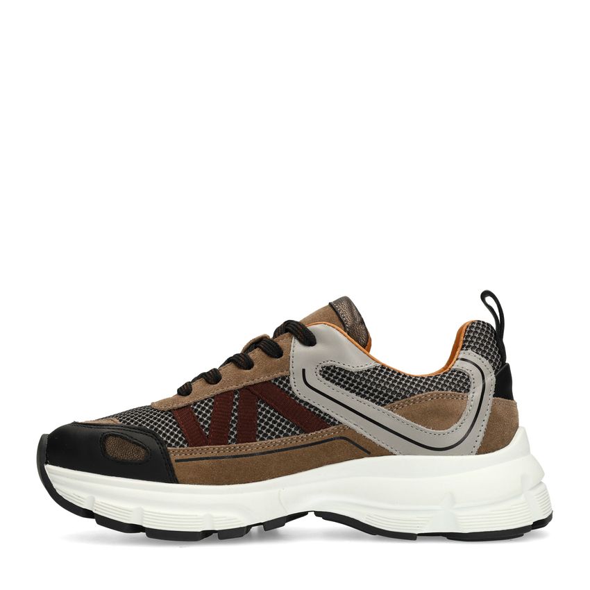 Zwarte leren sneakers met suède details