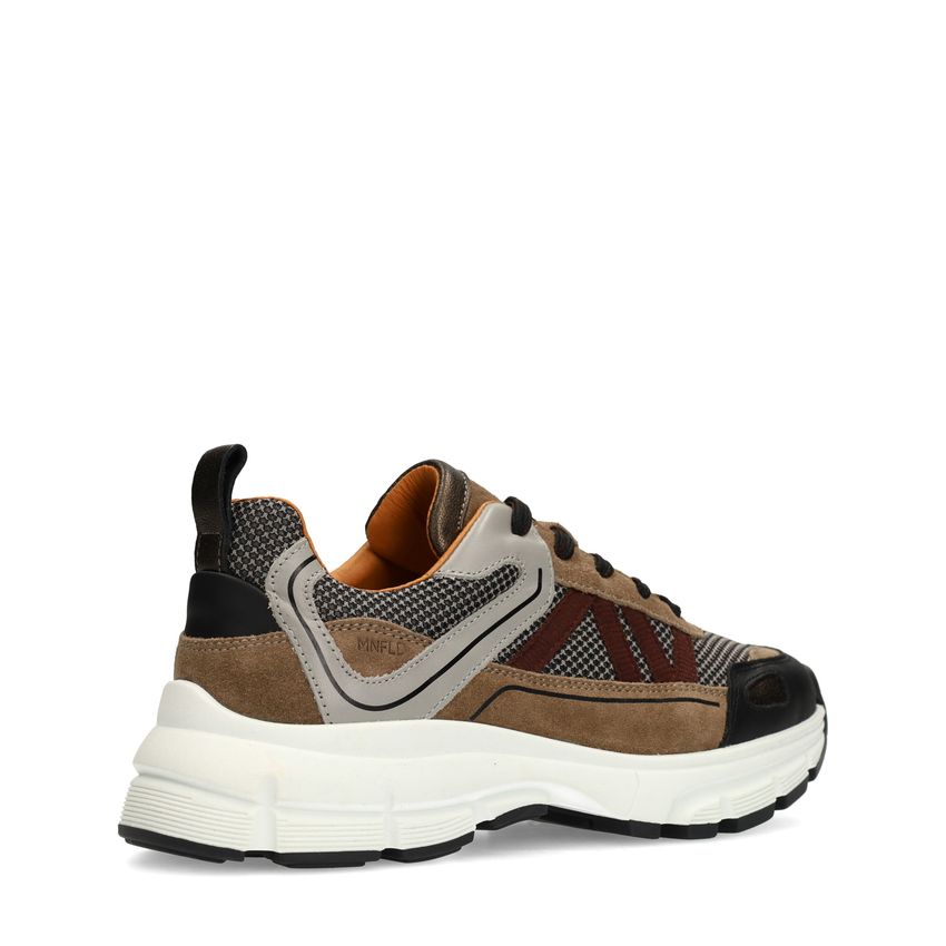 Zwarte leren sneakers met suède details